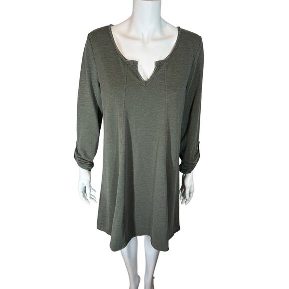 NWT Z Supply Jersey Knit A Line Rolled Sleeve Mini Dress Olive‎ Green Medium - Picture 1 of 8